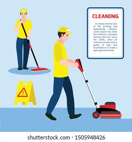 Floor cleaning concept banner. Flat illustration of floor cleaning vector concept banner for web design