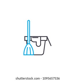 Floor cleaning linear icon concept. Floor cleaning line vector sign, symbol, illustration.