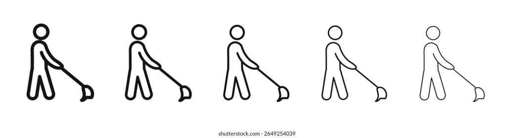 Icono de hombre de limpieza de pisos Vector de esquema conjunto de ilustración signo