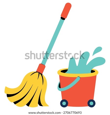 Floor cleaning mop vector isolated white background