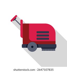 Floor cleaning and polishing machine on white background with long shadow