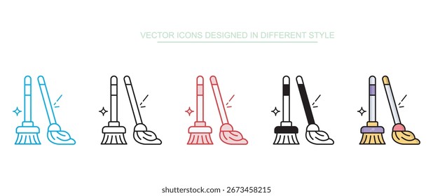Floor Cleaning Tools icon design with white background stock illustration