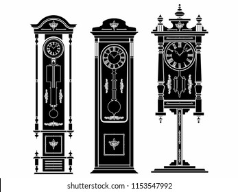 Floor clock colored. Black fill.