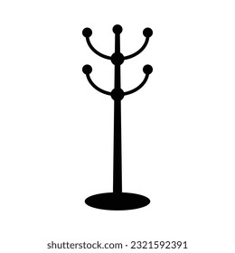 Diseño del icono del colgador de ropa en el suelo. aislado de fondo blanco. ilustración vectorial