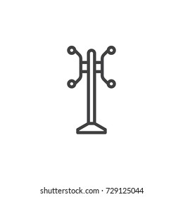 Floor clothes hanger line icon, outline vector sign, linear style pictogram isolated on white. Symbol, logo illustration. Editable stroke