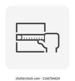 Floor construction vector icon. Consist of measuring tape, ceramic tile and tiler. That hand tool,  construction material and worker to install, laying, repair, renovation in bathroom, kitchen of home