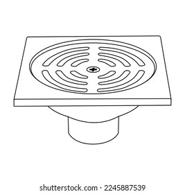 Floor drain of bathroom, toilet, washing area, vector line