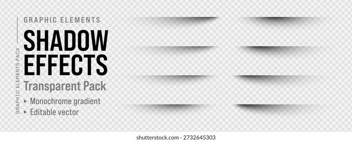 Línea de sombra de papel de caja de suelo y efecto de Vector png. Rectángulo del paquete del objeto con la parte inferior del marco de la esquina y el negro blanco redondo. Horizontal desenfoque realista con fondo de Web de diseño.