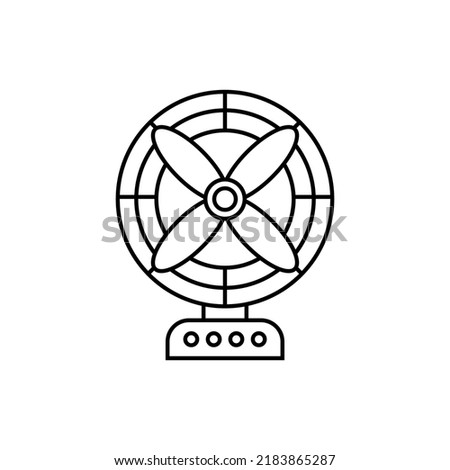 Floor fan line icon set. Vector isolated on transparent background