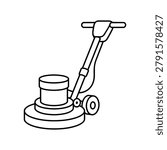Floor grinder icon with round polishing base and handle for concrete surface finishing and polishing vector illustration