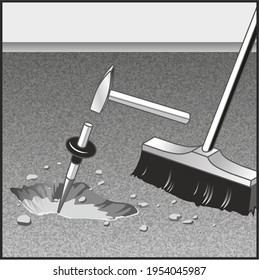 floor hammer chisel and brush