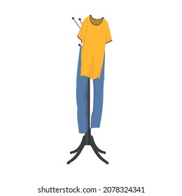Floor hanger. Hang clothes on a clothes hanger, vector illustration