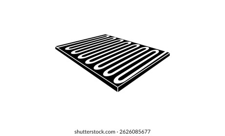 Floor Heating symbol, black isolated silhouette