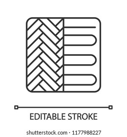 Floor heating system linear icon. Underfloor heating. Thin line illustration. Floor heater. Contour symbol. Vector isolated outline drawing. Editable stroke