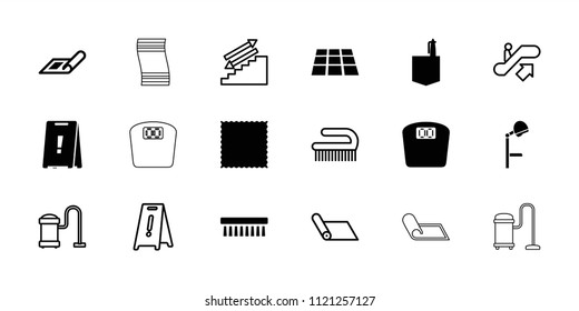 Floor icon. collection of 18 floor filled and outline icons such as plan, carpet, clean brush, office room, escalator up. editable floor icons for web and mobile.