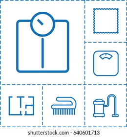Floor icon. set of 6 floor outline icons such as carpet, vacuum cleaner, clean brush