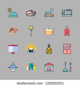 floor icon set. vector set about lamp, injury, paint bucket and table icons set.