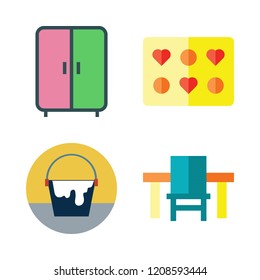 floor icon set. vector set about paint bucket, table, wardrobe and molded icons set.