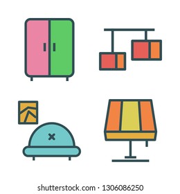 floor icon set. vector set about lamp, livingroom and wardrobe icons set.