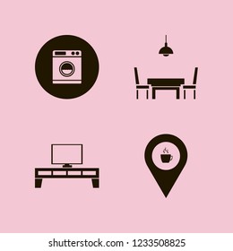 floor icon. floor vector icons set dining room, coffeeshop location, tv table and washer