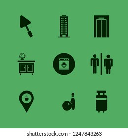 floor icon. floor vector icons set elevator, office building, bowling ball pin and trowel