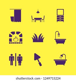 floor icon. floor vector icons set dresser mirror, wc, bathroom and grass