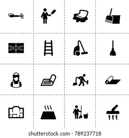 Floor icons. vector collection filled floor icons. includes symbols such as broom, portable vacuum cleaner, bucket and broom. use for web, mobile and ui design.