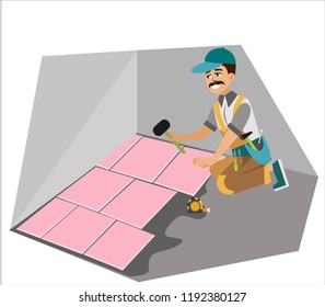 Floor installation performed skilled worker poster