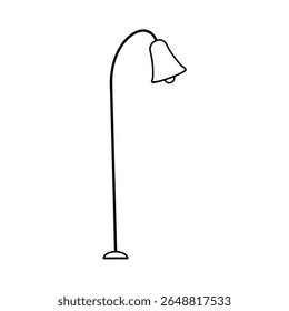 Floor lamp with curved neck and fabric shade clean line scene Vector illustration