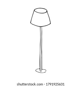 Floor lamp doodle vector illustration the object for the interior. Hand drawn floor lamp illustration in vector