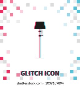 Floor lamp  glitch effect vector icon.