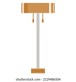 Floor lamp for home, office. A large orange lampshade with hanging switches. Lampshade design for floor lamp, fashionable interior. Vector icon, multicolored, cartoon, complex flat, isolated