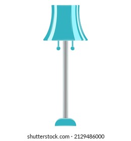 Floor lamp for home, office. Turquoise lampshade of classic shape. Lampshade design for floor lamp, fashionable interior. Vector icon, multicolored, cartoon, complex flat, isolated