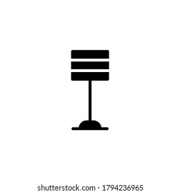 Floor lamp icon in black flat glyph, filled style isolated on white background