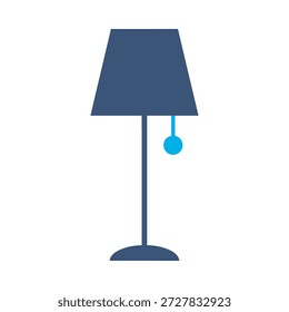 Lâmpada de assoalho ícone azul vetor plano design mobiliário luz símbolo interior decoração stand iluminação elétrica elemento gráfico sinal