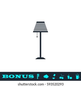 Floor lamp icon flat. Black pictogram on white background. Vector illustration symbol and bonus button