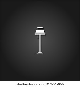 Floor lamp icon flat. Simple White pictogram on black background with shadow. Vector illustration symbol