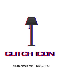Floor lamp icon flat. Simple pictogram - Glitch effect. Vector illustration symbol