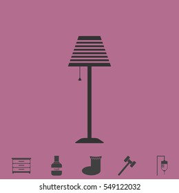 Floor lamp icon flat. Simple vector grey pictogram and bonus symbol