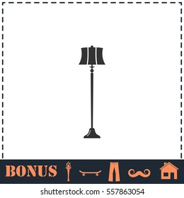 Floor lamp icon flat. Simple vector symbol and bonus icon