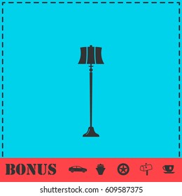 Floor lamp icon flat. Simple vector symbol and bonus icon