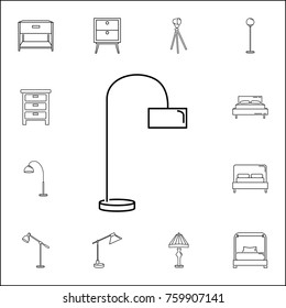 Floor lamp icon. Set of household accessories icons. Signs, outline furniture collection, simple thin line icons for websites, web design, mobile app, info graphics on white background