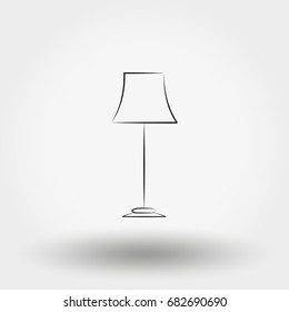 Floor lamp. Icon for web and mobile application. Vector illustration on a white background. Line.