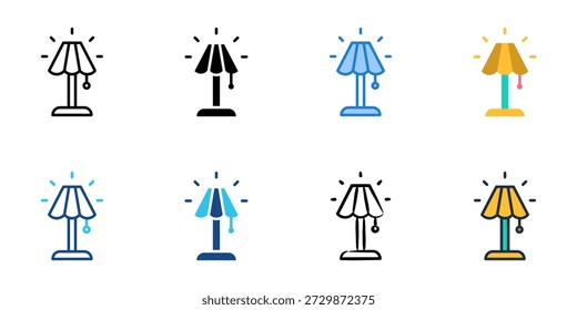 Los iconos de la lámpara de pie establecen una colección de estilo múltiple. Trazo editable 
