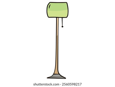 Floor lamp interior decoration colored doodle vector illustration. Isolated on white background