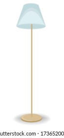 Floor lamp with lampshade for lighting the room. The element of decor and interior design. Light source. Vector illustration. 