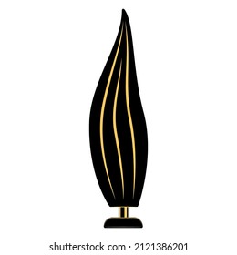 Floor lamp, lighting equipment at home. Lampshade in the shape of a candle flame. Floor lamp for the room. Lampshade design, stylish interior. Vector icon, flat, black, yellow, isolated