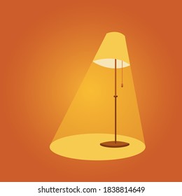 Floor lamp lighting. Torchere isolated on a orange background.