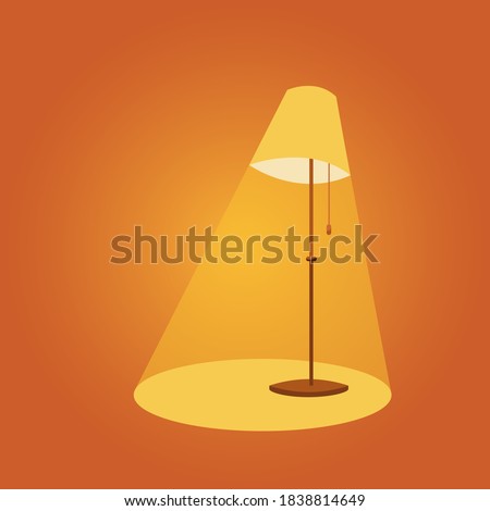 Floor lamp lighting. Torchere isolated on a orange background.