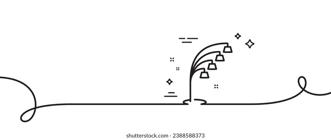 Floor lamp line icon. Continuous one line with curl. Stand light sign. Interior illuminate symbol. Floor lamp single outline ribbon. Loop curve pattern. Vector